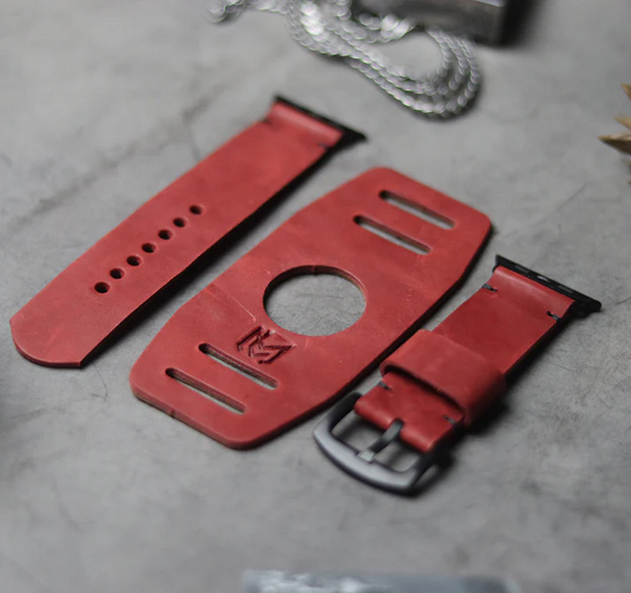 "C1" LEATHER CUFF STRAPS - PRISMATIC RED - Image 2
