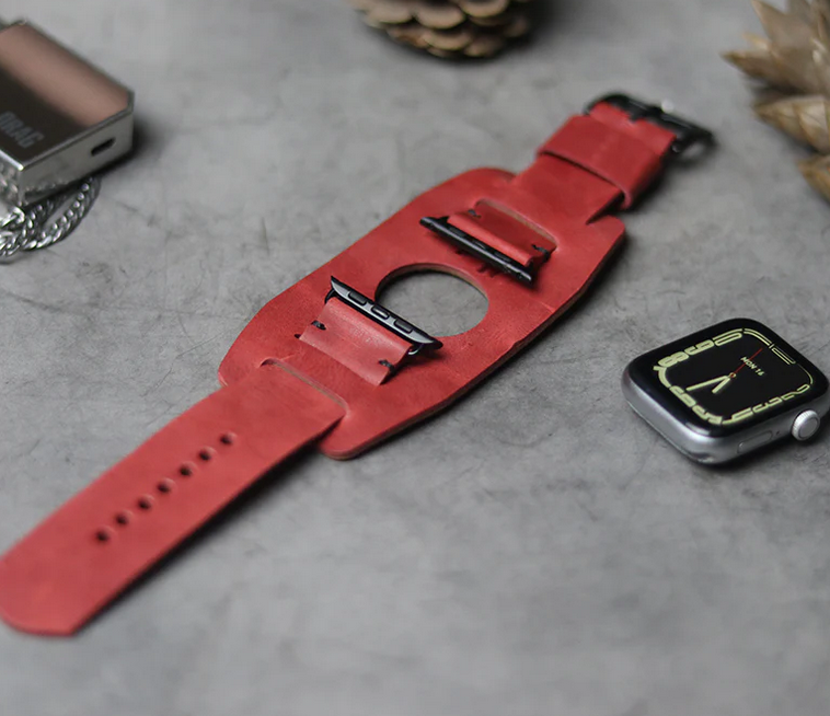 "C1" LEATHER CUFF STRAPS - PRISMATIC RED - Image 3