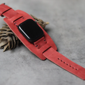 "C1" LEATHER CUFF STRAPS - PRISMATIC RED