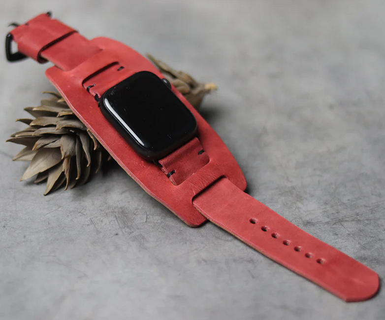 "C1" LEATHER CUFF STRAPS - PRISMATIC RED
